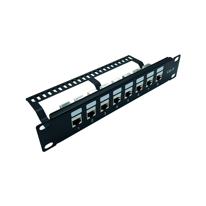 UPTEC - Panneau 10" équipé 8 ports Cat6 FTP F/F +supports cable